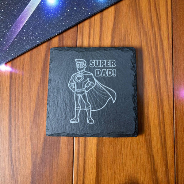 Slate Coaster – Laser Engraved (Super Dad)