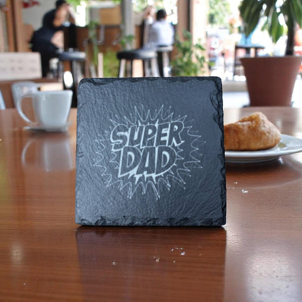 Slate Coaster – Laser Engraved (Super Dad)