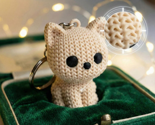 Knitted Kitty Keychain