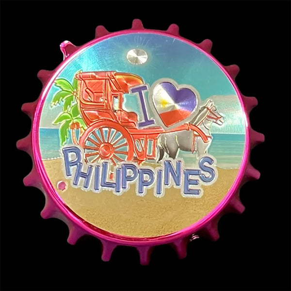 Philippine Metallic Fiber Glass Refrigerator Magnet and a  Can / Bottle Opener ( Kalesa )