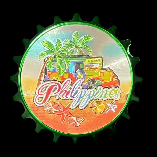 Philippine Metallic Fiber Glass Refrigerator Magnet and a  Can / Bottle Opener ( Jeepney )