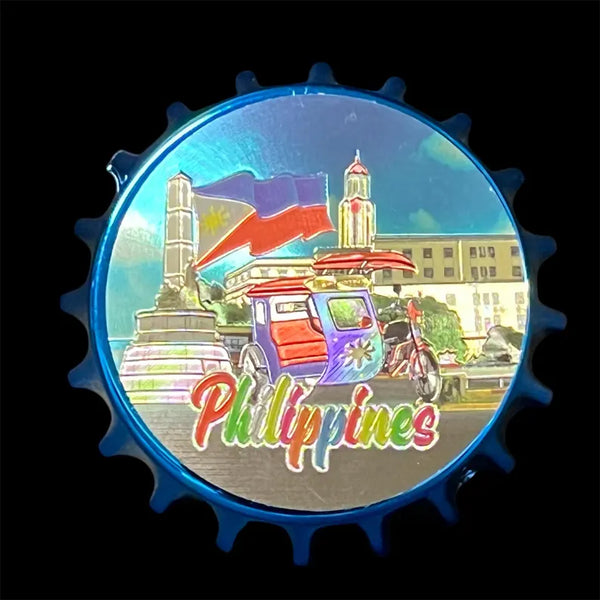 Philippine Metallic Fiber Glass Refrigerator Magnet and a  Can / Bottle Opener (Tricycle at Luneta Park)