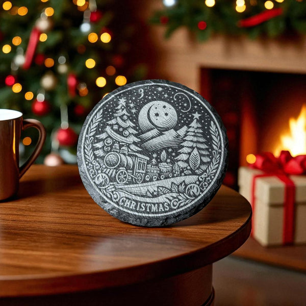 Slate Coaster – Laser Engraved ( Christmas )